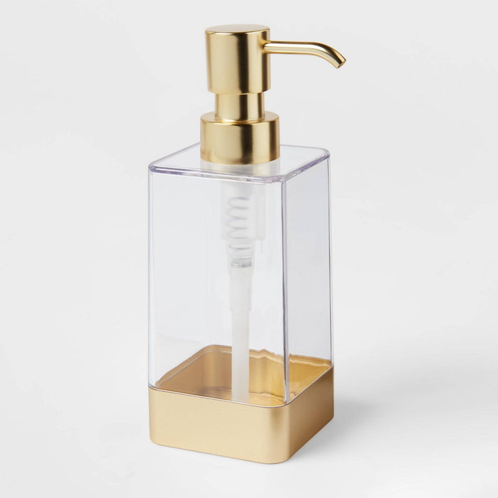 Square Soap/Lotion Dispenser Gold/Clear - Room Essentials