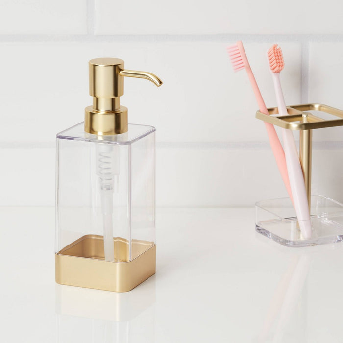 Square Soap/Lotion Dispenser Gold/Clear - Room Essentials