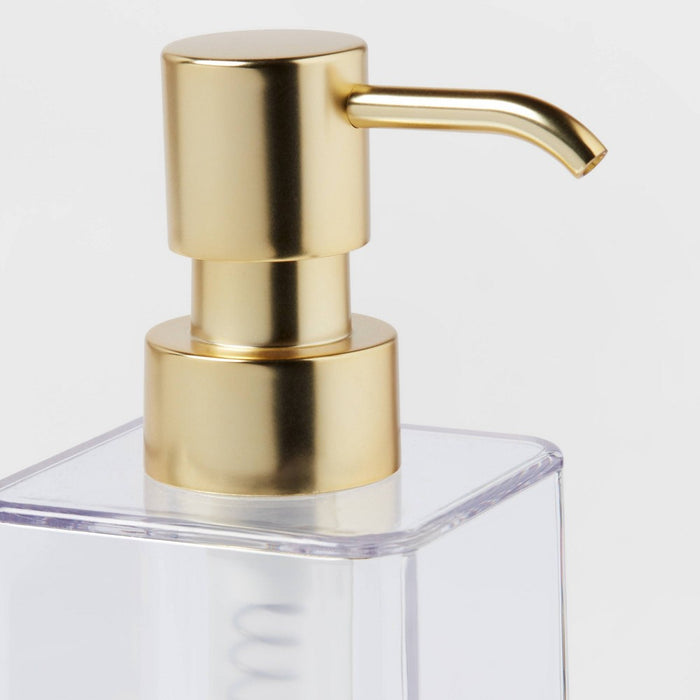 Square Soap/Lotion Dispenser Gold/Clear - Room Essentials