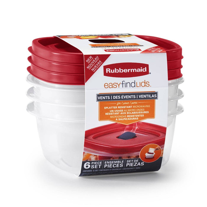 Rubbermaid 6pc Food Storage Container Set (3 containers, 3 lids)