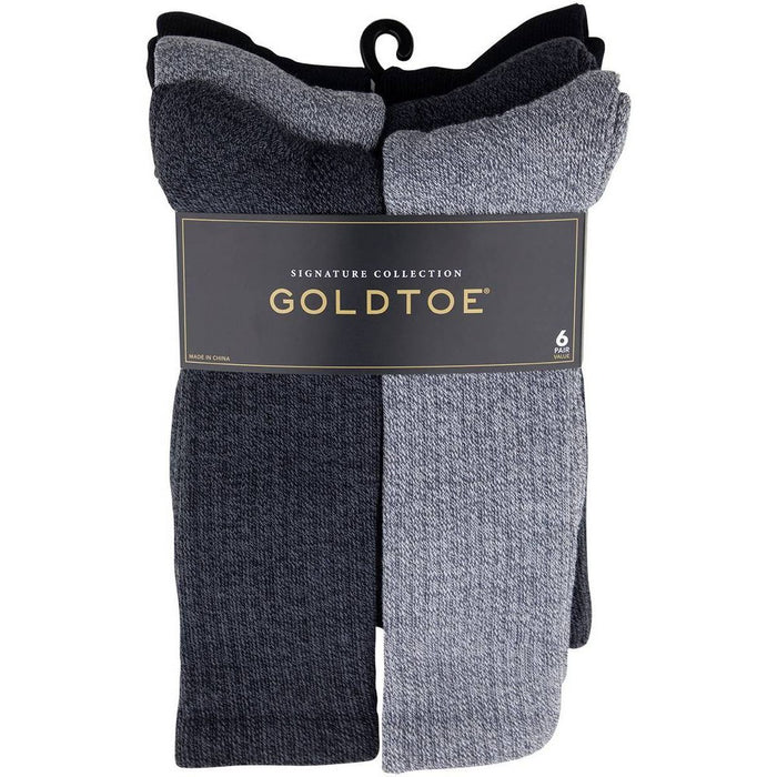 Signature Gold by GOLDTOE Men's Repreve Modern Essential Crew Socks 6pk - Gray