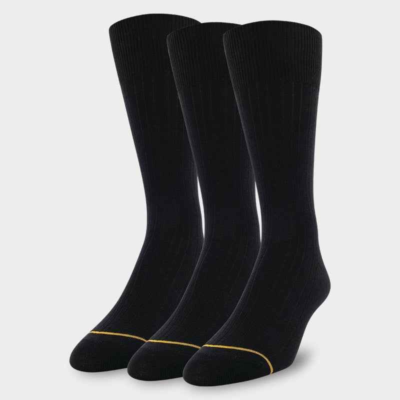 Signature Gold by GOLDTOE Men's Solids Bamboo Rayon Relaxed Top Crew Socks 3pk