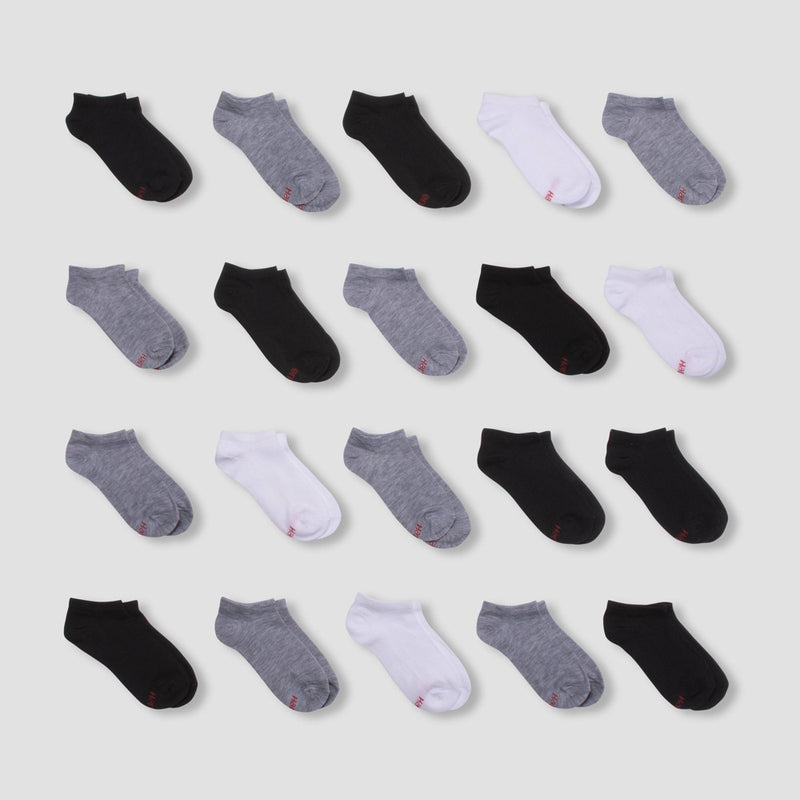 Hanes Boys' 20pk No Show Athletic Socks - Colors May Vary S