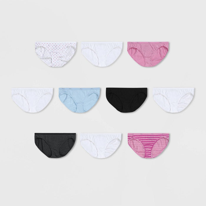 Hanes 10pk Women's Cotton Bikini Underwear Panties - Colors May Vary 7