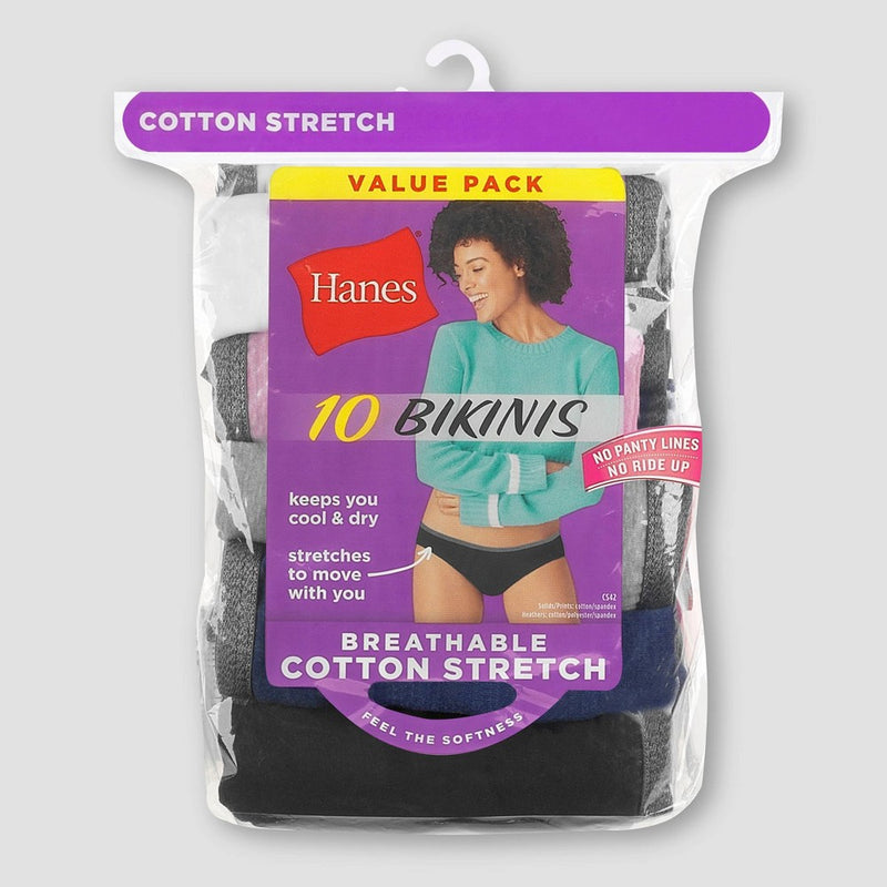 Hanes Women's 10pk Cool comfort Cotton Stretch Bikini Underwear - Colors May Vary 8