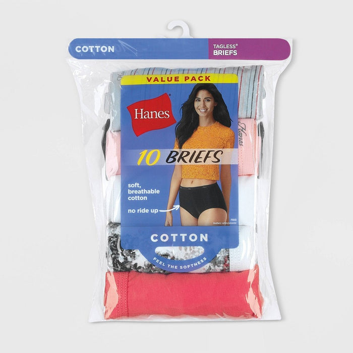 Hanes Women's 10pk Cotton Classic Briefs - Colors May Vary 9