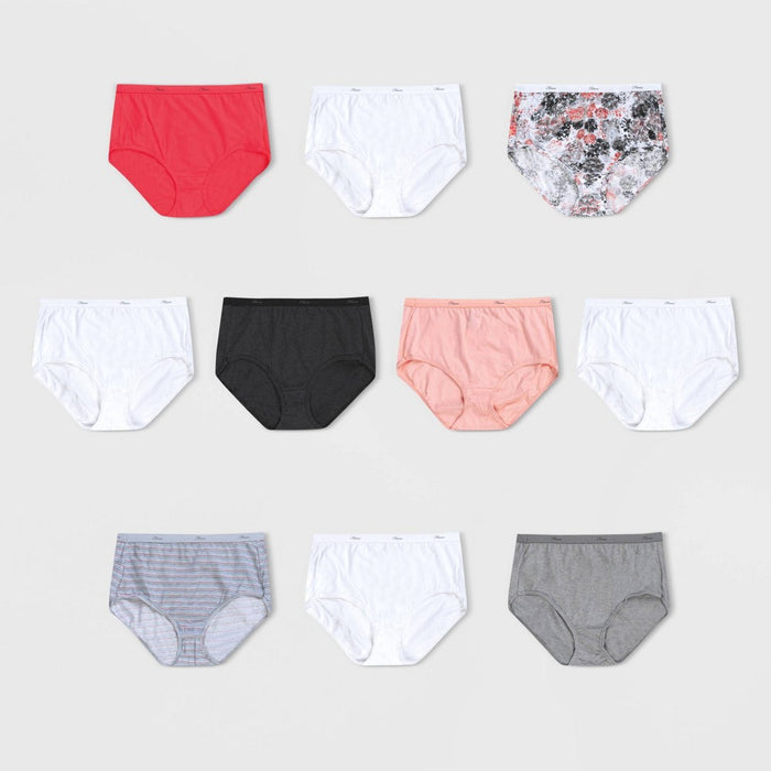 Hanes Women's 10pk Cotton Classic Briefs - Colors May Vary 9