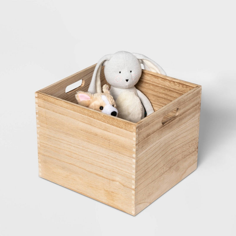 Large Wood Milk Crate Toy Storage Bin - Pillowfort