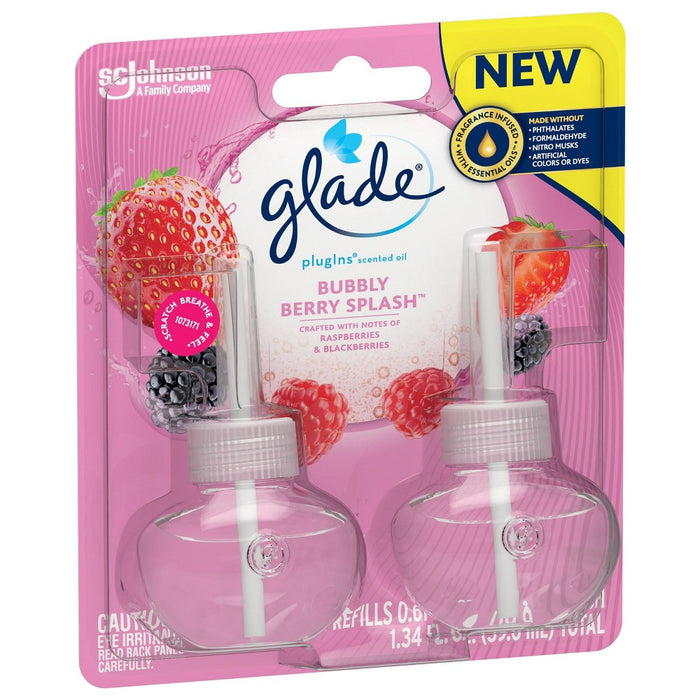 Glade PlugIns Scented Oil Air Freshener Bubbly Berry Splash Refill - 1.34oz/2ct