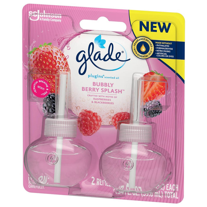 Glade PlugIns Scented Oil Air Freshener Bubbly Berry Splash Refill - 1.34oz/2ct