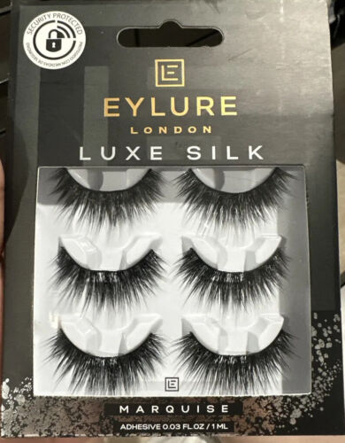 Eylure Luxe Silk Faux Mink Marquise, Multi Pack, Reusable, Adhesive Included, 3 Pairs, 0.07 Ounce