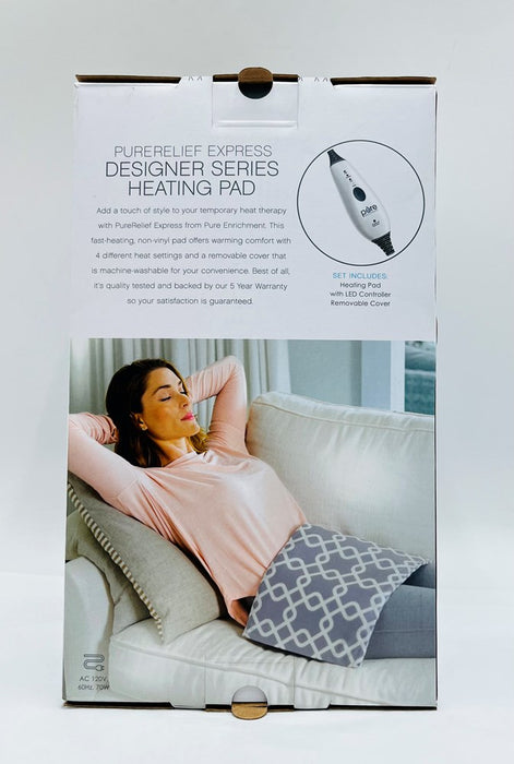 Pure Enrichment PureRelief Express Designer Series Electric Heating Pad - 12" x 2" - Gray Trellis