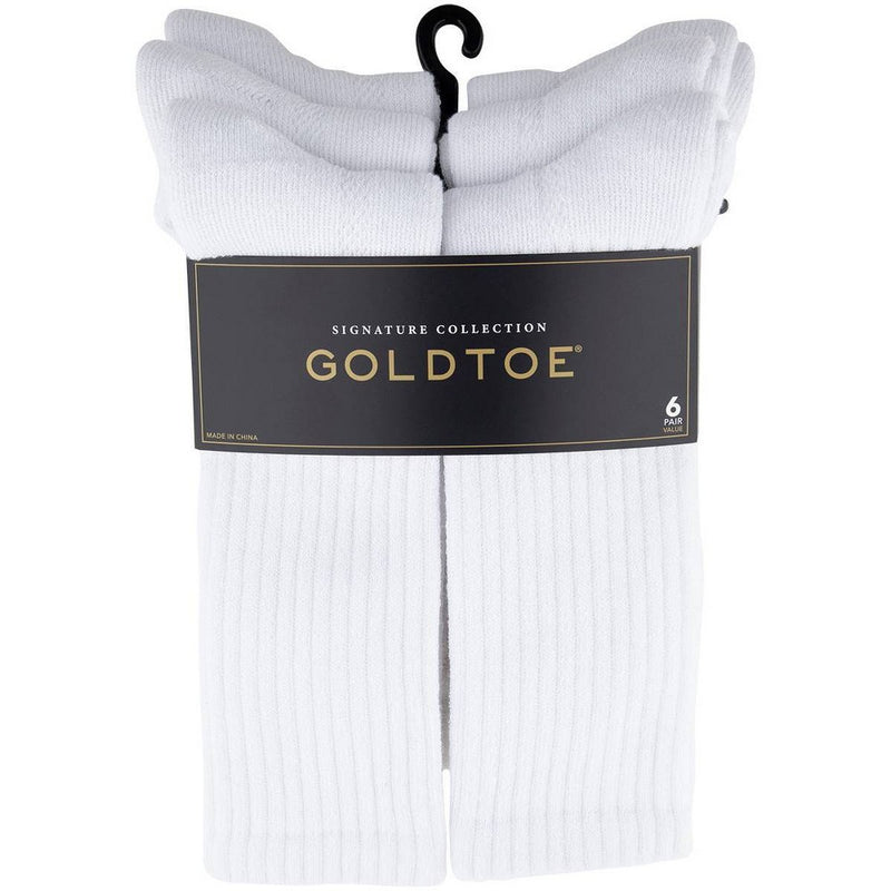 Signature Gold by GOLDTOE Men's Repreve Modern Essential Crew Socks 6pk - White