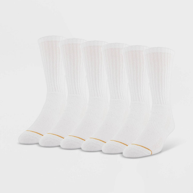 Signature Gold by GOLDTOE Men's Repreve Modern Essential Crew Socks 6pk - White