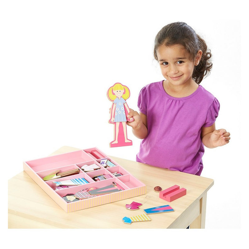 Melissa & Doug Abby and Emma Deluxe Magnetic Wooden Dress-Up Dolls Play Set (55+pc)
