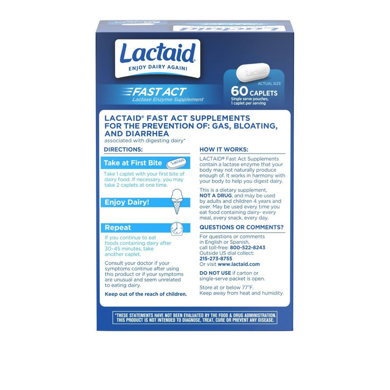 Lactaid Fast Act Lactose Intolerance Caplets - 60pk