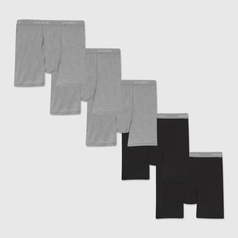 Hanes Men's 5pk Boxer Briefs - Black/Gray S