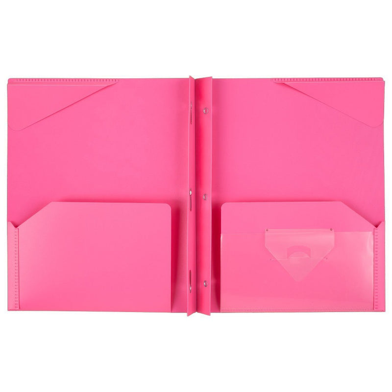 Five Star 2 Pocket Plastic Folder with Prongs Pink