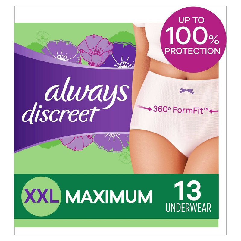 Always Discreet Incontinence & Postpartum Incontinence Underwear for Women - Maximum - XXL - 13ct