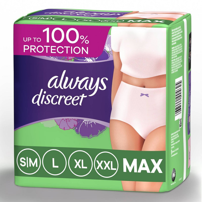 Always Discreet Incontinence & Postpartum Incontinence Underwear for Women - Maximum - XXL - 13ct