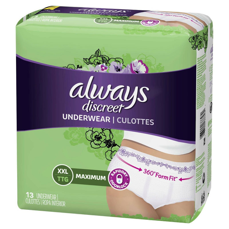 Always Discreet Incontinence & Postpartum Incontinence Underwear for Women - Maximum - XXL - 13ct