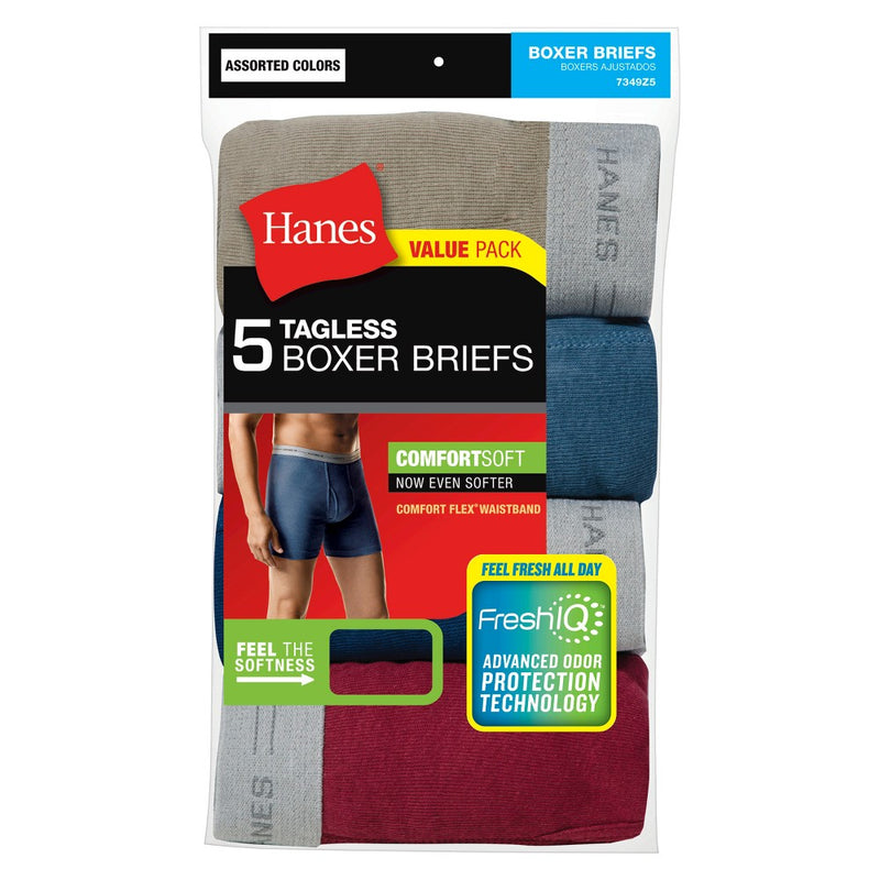 Hanes Men's 5pk Boxer Briefs - Colors May Vary M