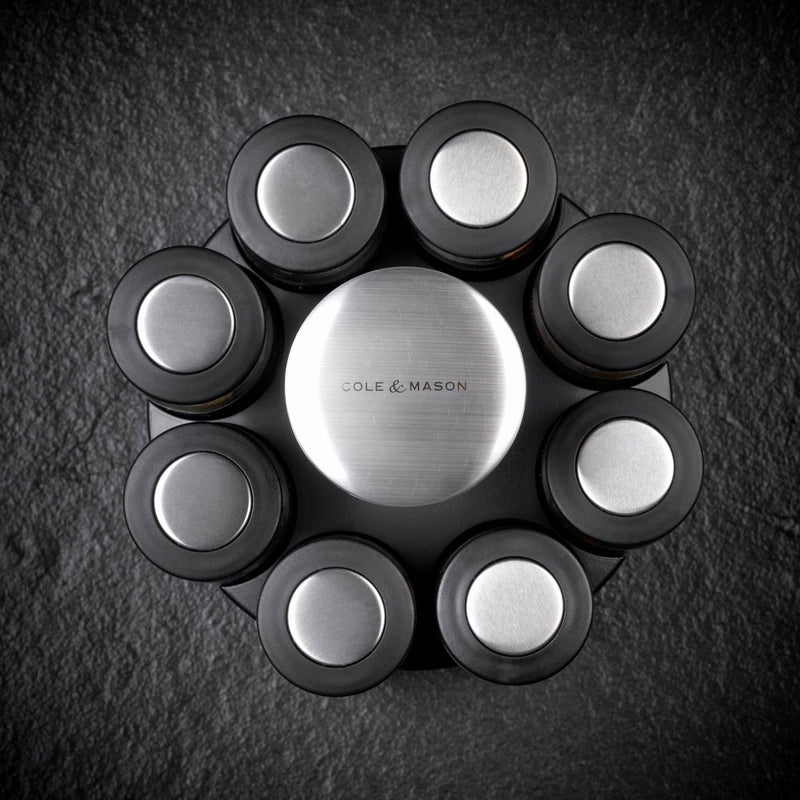 Cole & Mason Brixham 16 Jar Round Stainless Steel Spice Rack