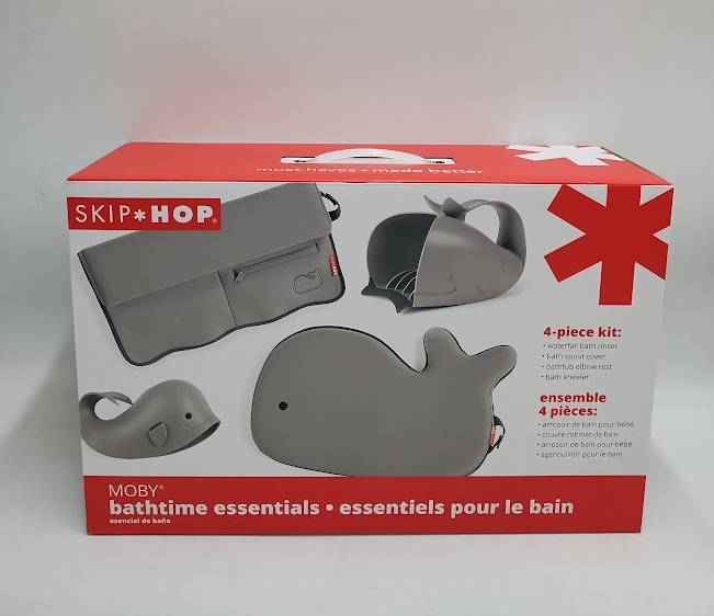 Skip Hop Moby Baby Bath Set with Four Bathtime Essentials - Gray