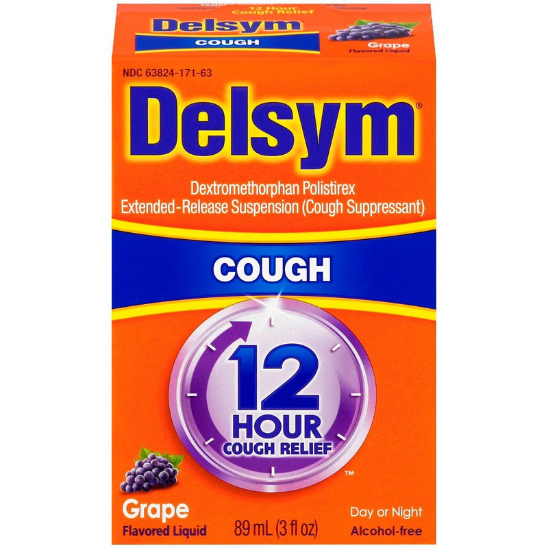 Delsym 12 Hr Cough Relief Liquid - Dextromethorphan - Grape - 3 fl oz