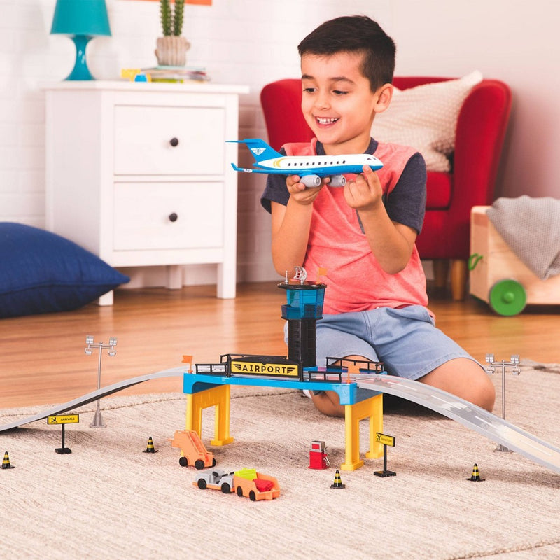 DRIVEN - Airport Playset with Toy Airplane (32pc) - Micro Series