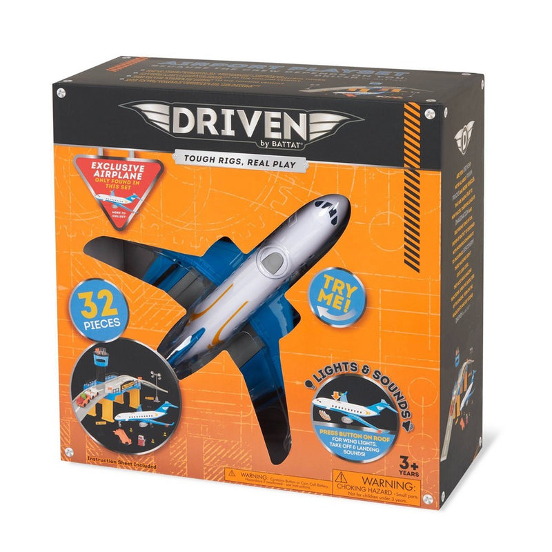 DRIVEN - Airport Playset with Toy Airplane (32pc) - Micro Series
