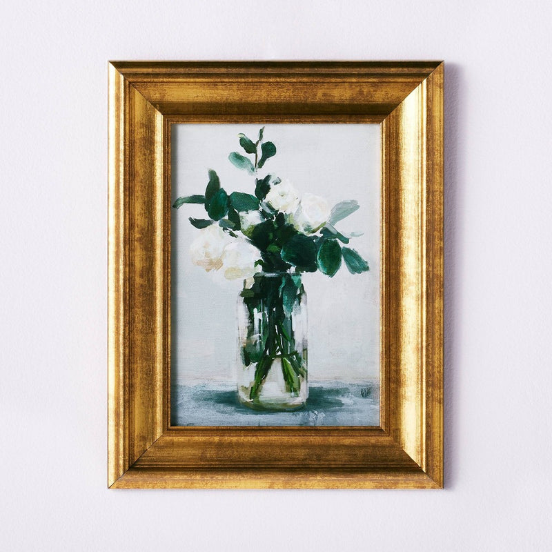 11" x 14" Floral Arrangement Framed Wall Canvas Gold/White - Threshold designed with Studio McGee