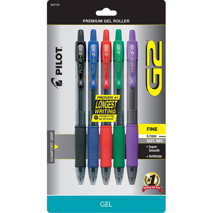 Pilot 5ct G2 Premium Retractable Gel Pens Fine Point 0.7mm
