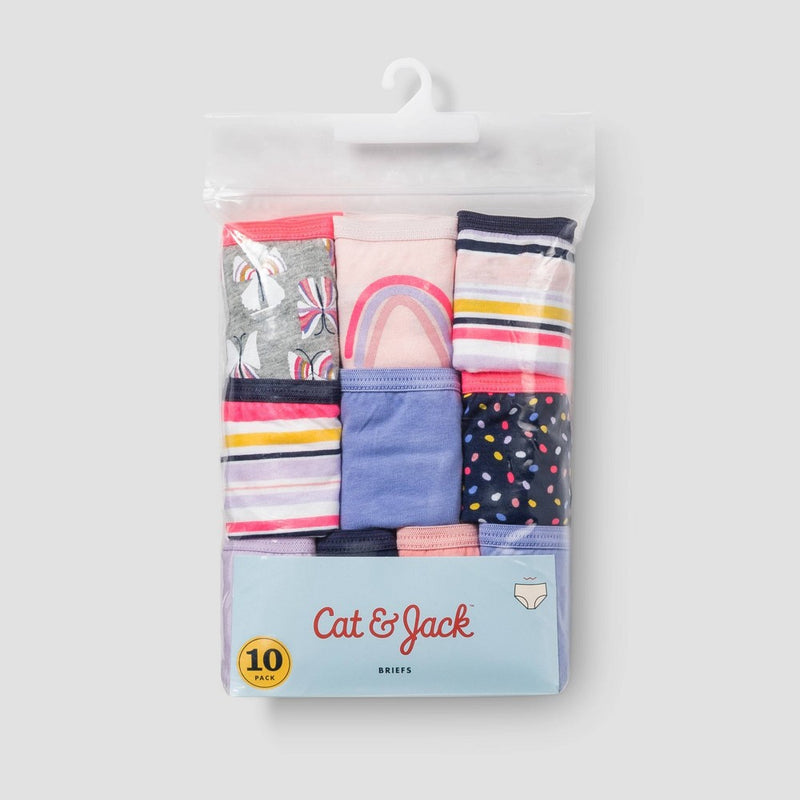 Girls' 10pk Cotton Briefs - Cat & Jack Pink/Navy 4