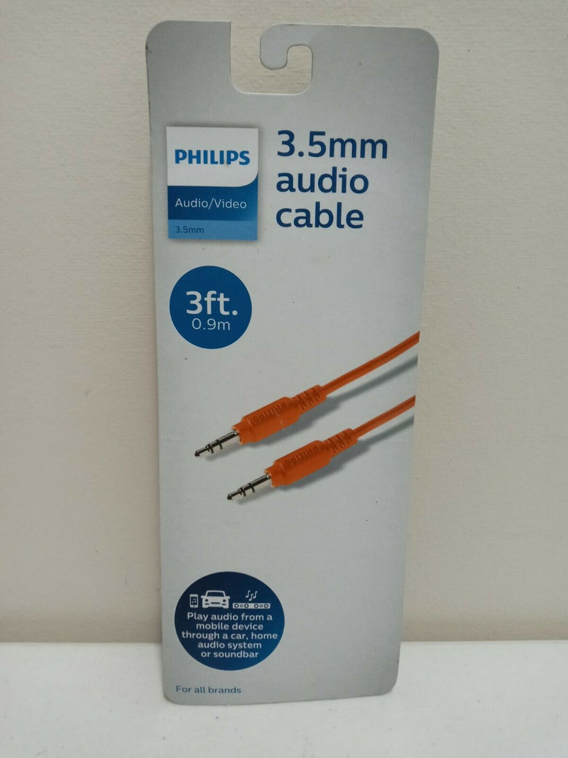 Philops Audio/Video 3.5mm 3ft Cable  Orange Fast Shipping
