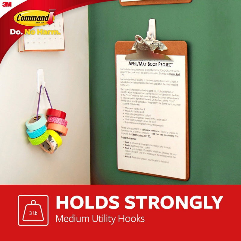 Command 6 Hooks 12 Strips Medium Sized Utility Hooks Value Pack White