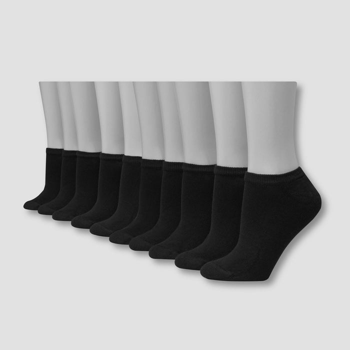 Hanes Women's 10pk No Show Socks - Black 5-9
