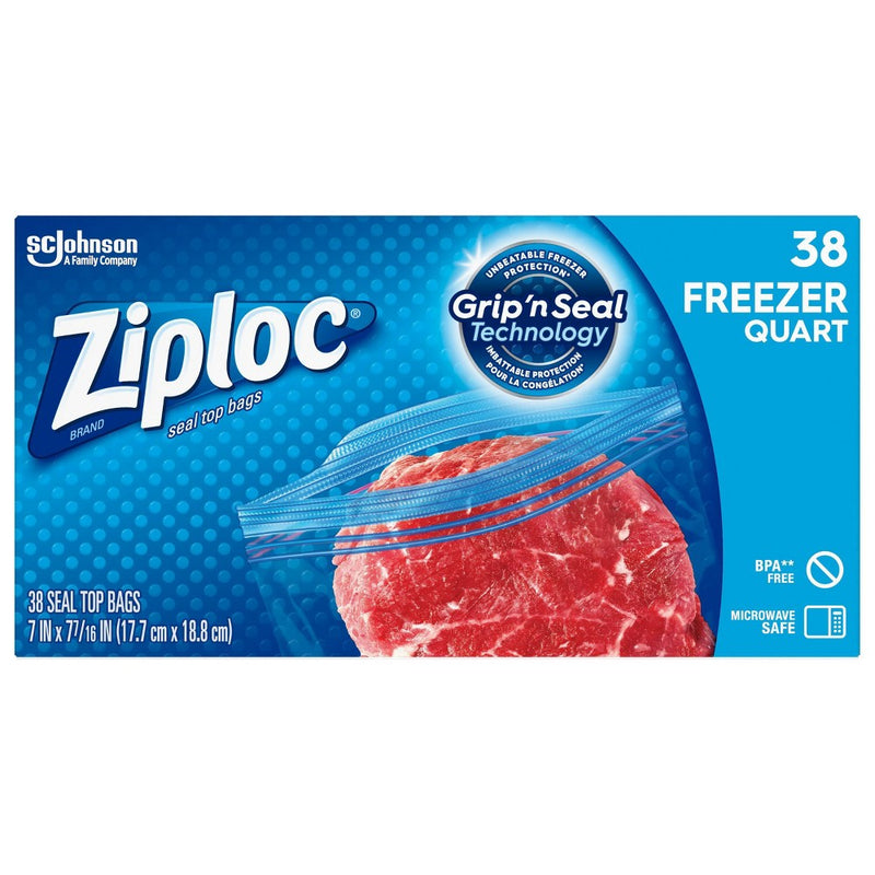 Ziploc Freezer Quart Bags with Grip 'n Seal Technology - 38ct025700003816