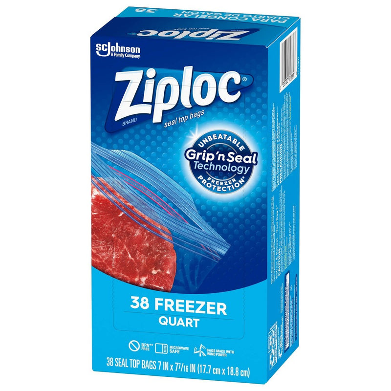 Ziploc Freezer Quart Bags with Grip 'n Seal Technology - 38ct025700003816