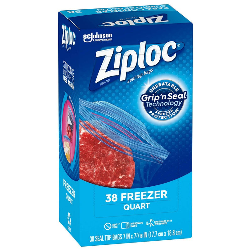 Ziploc Freezer Quart Bags with Grip 'n Seal Technology - 38ct025700003816