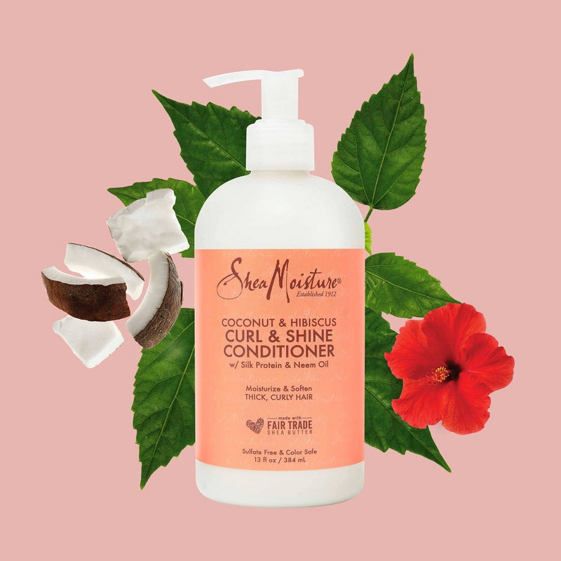SheaMoisture Curl and Shine Conditioner for Thick Curly Hair Coconut and Hibiscus - 13 fl oz