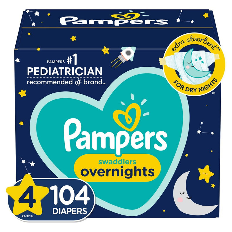 Pampers Swaddlers Overnights Diapers Enormous Pack - Size 4 - 104ct