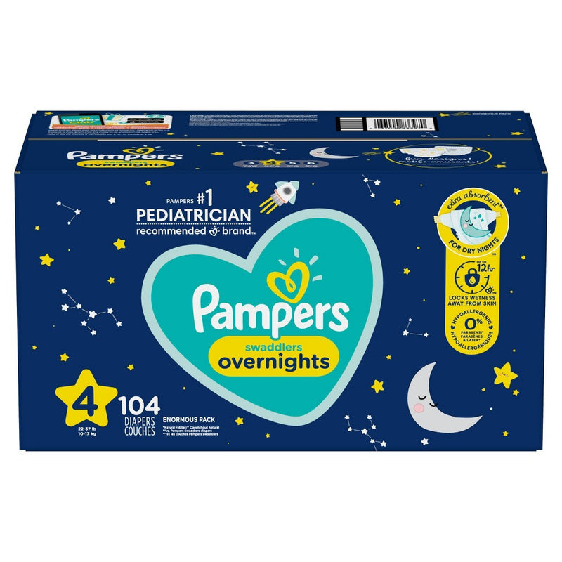 Pampers Swaddlers Overnights Diapers Enormous Pack - Size 4 - 104ct
