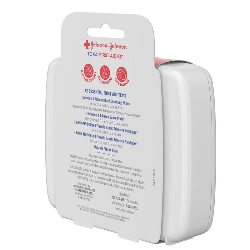 Johnson & Johnson First Aid To Go! Portable Mini Travel Kit - 12pc+
