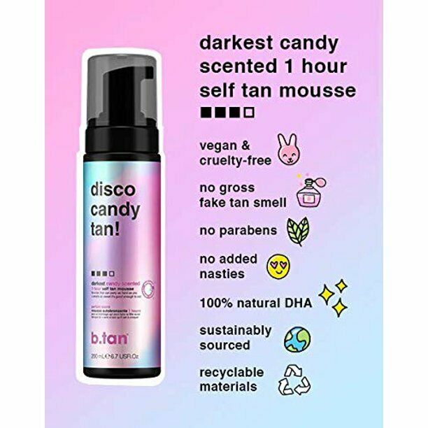 B.Tan Disco Candy Tan! Darkest Candy Scented 1 Hour Self Tan Mousse 6.7 FL.OZ.