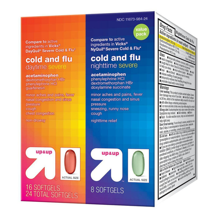 Day/Night Cold & Flu Combo Severe Softgels - 24ct - up & up
