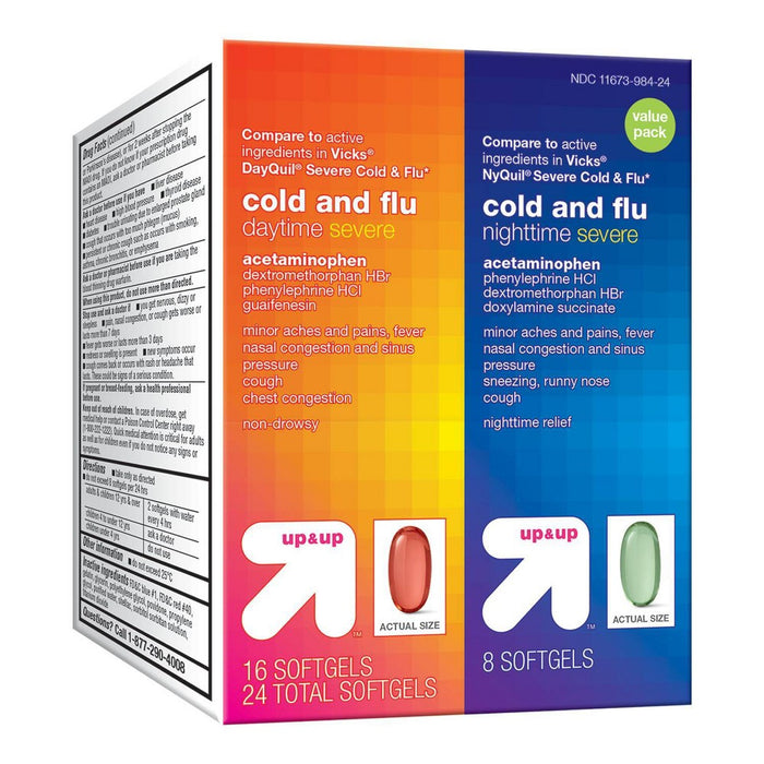 Day/Night Cold & Flu Combo Severe Softgels - 24ct - up & up