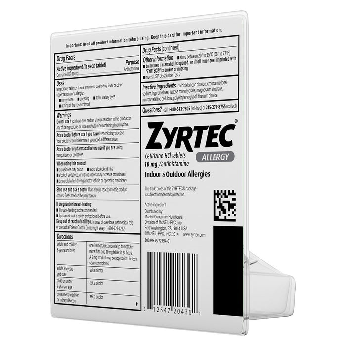 Zyrtec 24 Hour Allergy Relief Tablets - Cetirizine HCl - 30ct