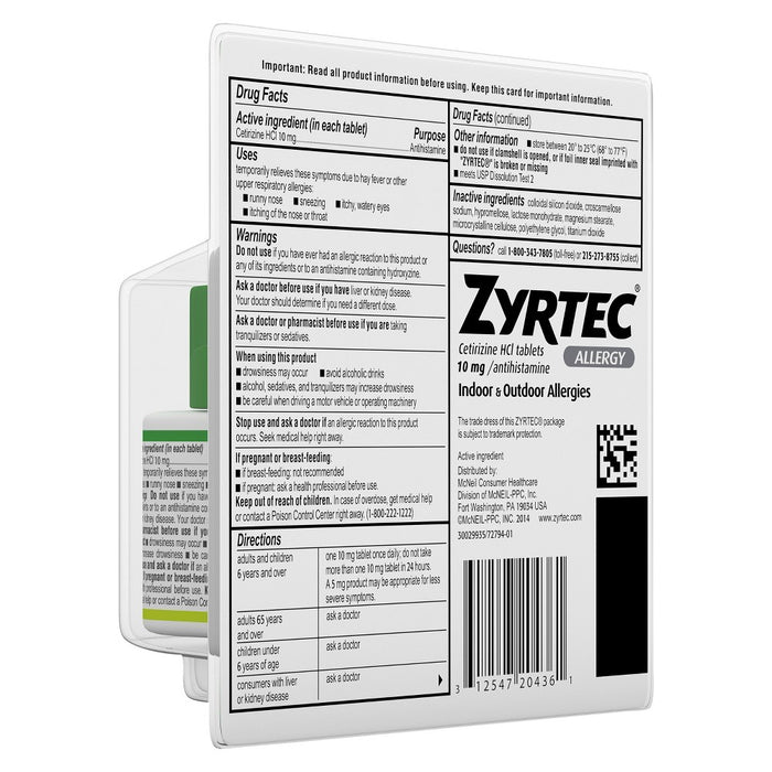 Zyrtec 24 Hour Allergy Relief Tablets - Cetirizine HCl - 30ct
