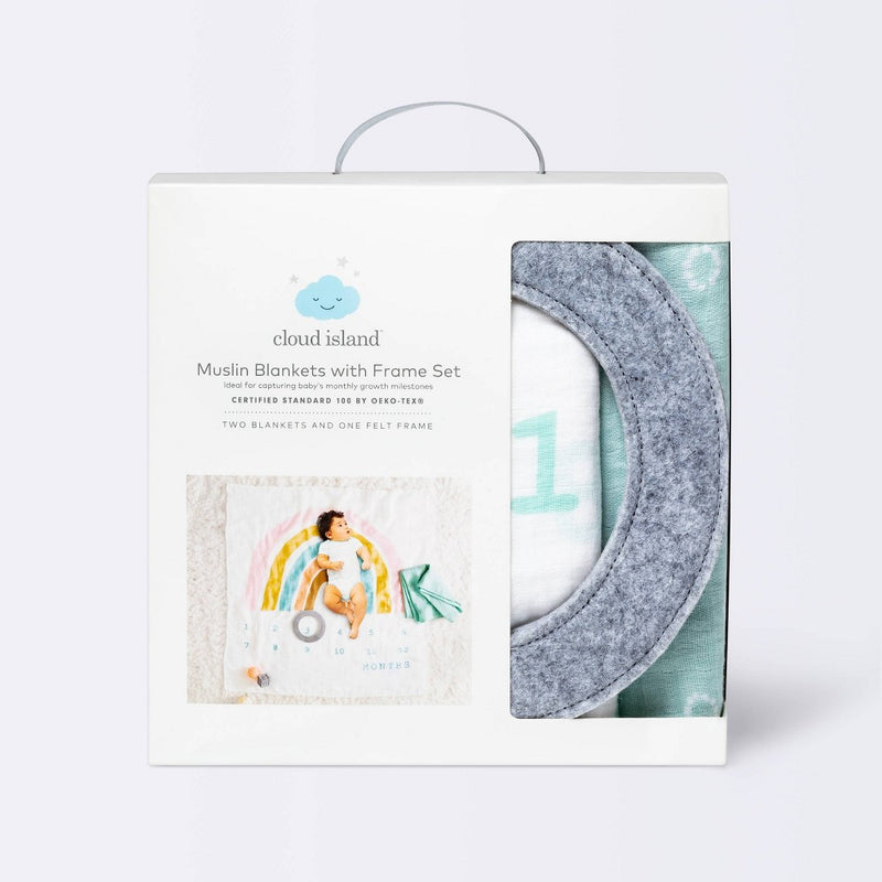 Muslin Blanket with Felt Frame Rainbow - Cloud Island